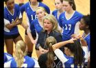 FILE PHOTO - Copperas Cove head coach Cari Lowery talks to her team during their district contest at Waco Midway last year. Lowery and the Lady Dawgs are looking for their 10th-consecutive year in the state rankings and state playoffs and Lowery is looking to collect her 700th win as a coach.