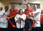 CCLP/LYNETTE SOWELL - Using scissors from the Copperas Cove, Killeen, and Harker Heights chambers of commerce, Metroplex Hospital physicians cut the ribbon for the hospital’s newly expanded and renovated heart and vascular center on Thursday.