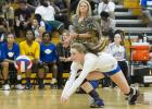 CCLP/TJ MAXWELL -- Copperas Cove senior libero Bailey French dives for one of her game-high 23 digs against Shoemaker of Tuesday. The Lady Dawgs swept Shoemaker 3-0 (25-18, 25-7, 25-10) to set up a battle for the top team in District 12-6A tonight when the Midway Pantherettes come to town.