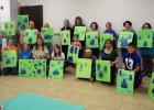 CCLP/LYNETTE SOWELL - Participants in Friday night’s painting fundraiser, “Painting With Brittany”, show off their work at the end of the night. The event was held by the Five Hills 4-H Club at the Copperas Cove Public Library to help with the club’s community service projects.