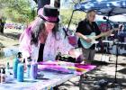 CCLP/LYNETTE SOWELL - Sheryll “Razzy” Schoolfield and Randel Renaud of New Braunfels, who make up the performance art duo of “Razzy and Randel” were among the more than 39 vendors at the 2nd annual Five Hills Art Festival held on Saturday at City Park.