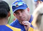 CCLP/TJ MAXWELL - Copperas Cove head coach Bryan Waller talks to his players between innings during Friday’s 8-2 loss to the Killeen Lady Roos.