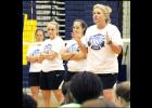 CCLP/TJ MAXWELL - Cove head volleyball coach Cari Lowery talks to incoming 8th and 9th graders on Wednesday during the annual Lady Dawg Volleyball Camp.