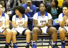 CCLP/TJ MAXWELL - Copperas Cove senior (from left) Dejhana Butler, Rita Phillips, Chyanne Chapman and Kayla McCloud get set to play their final contest in the season finale against Killeen Tuesday at Bulldawg gymnasium.