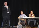 J.D. Sheffield and Howard Ray listen as Danny Pelton answers a question at Tuesday’s candidate forum in Gatesville. The three are vying for the District 59 seat in the Texas House of Representatives.