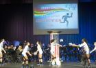 CCLP/DAVID MORRIS - Students representing athletes from the Olympic games come on stage at CCISD’s annual convocation with the theme “Every Child Deserves A Champion.” The event was held on Monday morning for all CCISD educators and staff at Lea Ledger Auditorium.