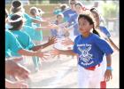 CCLP/TJ MAXWELL - The 8-and-under Rangers, right, and 8U Mariners high five after their semifinal game of the 2016 Copperas Cove Parks and Recreation City League playoffs. The Rangers defeated the Mariners 9-6 before defeating the 8U Angels in the finals to cap off their perfect season at 11-0.