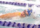 Copperas Cove’s Brittany Sanders competes in the 400-yard freestyle relay during the Georgetown Winter Invitational on Saturday. The Cove girls finished in third place with 272 points and the boys finished in sixth with 227 points for a combined fourth place finish with 499 points. The AquaDawgs will travel to Temple this Saturday for the day-long Wildcat Winter Classic at Temple High School. Preliminary races will be held in the morning with finals set for the evening. 