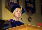 Dr. Diana Garland, dean of the Baylor University School of Social Work, addresses incoming studentsduring the convocation in Belton. 