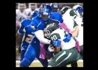 Senior defensive end Shakanah Herrera tackles Ellison running back Deon Burch for a loss in the Bulldawgs 39-14 win over the Eagles. The Dawgs take on No. 13 Midway tonight in Waco.