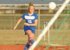 Copperas Cove senior Shelbie Letzer boots the ball in from the corner during the win over Ellison Tuesday night.